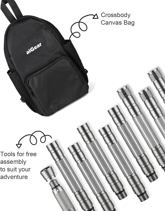 aiGear Tactical Walking Stick - Upgraded Survival Hiking Stick with Outdoor Multi-Tool Gear Trekking Poles for Outdoor Adventures, Trekking, Survival Hiking Tactical Tool