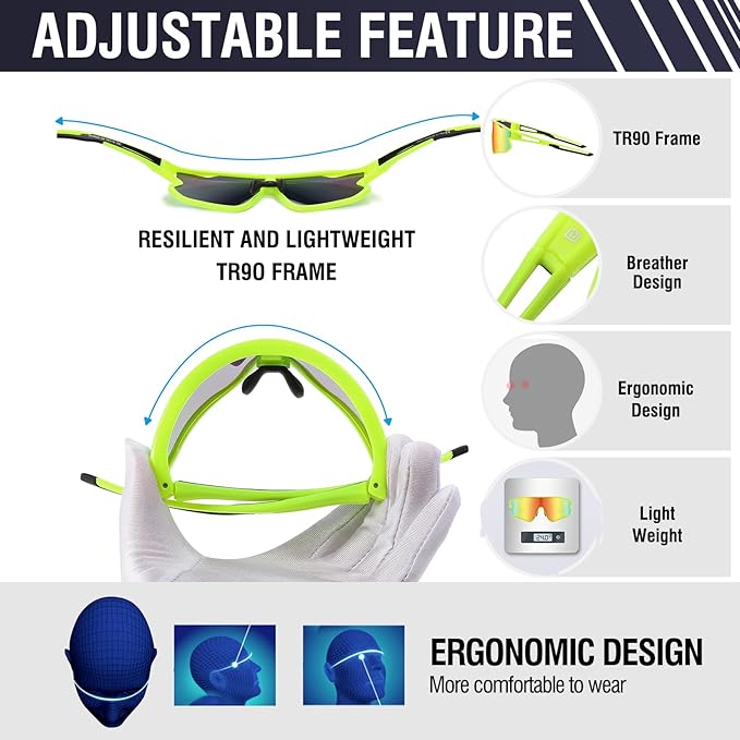 DUCO Sports Polarized Sunglasses for Men Women Running Sunglasses Fishing Cycling Baseball Glasses UV400 Protection DC0023