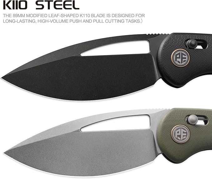 Petrified fish PFP13 Viper Folding Knife,3.5" K110 Steel Stonewashed Blade Carbon Fiber Handle Pocket Knife for Camping EDC Outdoor (White Stonewashed)