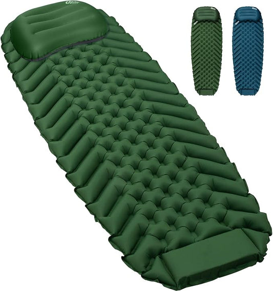 Ultralight Backpacking Sleeping Pad for Camping, with Inflatable Neck Camping Pillow, Lightweight Inflatable Sleeping Pad for Adults, Portable for Hiking, Car Travel - Durable & Comfortable