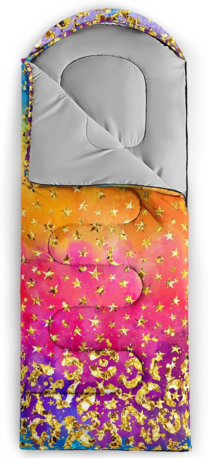Kids Sleeping Bag for Boys Girls,Checkerboard Cat Print-Lightweight Warm Portable Outdoor Indoor-Waterproof Cold Weather Resistant Sleeping Bag for Camping Hiking
