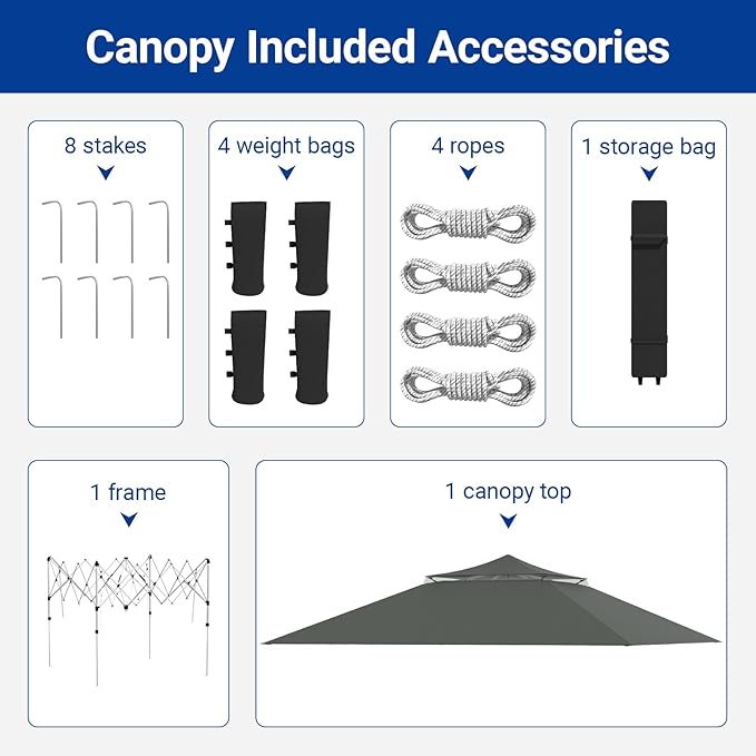 Favofamilie13x13 FT Pop Up Canopy, Instant Setup Gazebo with Wheeled Carry Bag, 4 Sandbags & 4 Ropes, UV-Resistant Top, Heavy Duty Outdoor Shelter for Backyard Camping Events, Grey
