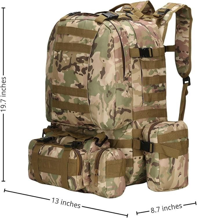 Military Tactical Backpack for Men 60L Waterproof Bug Out Bag Survival Rucksack Go Bag Emergency Molle System Army 3 Day Assault Pack for Hiking Hunting Camping CP