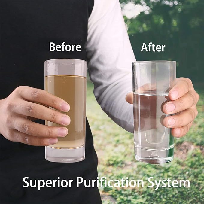 SurviMate Purified Water Bottle for Camping, Hiking, Backpacking and Travel, BPA Free with 5-Stage Intergrated Filter Straw