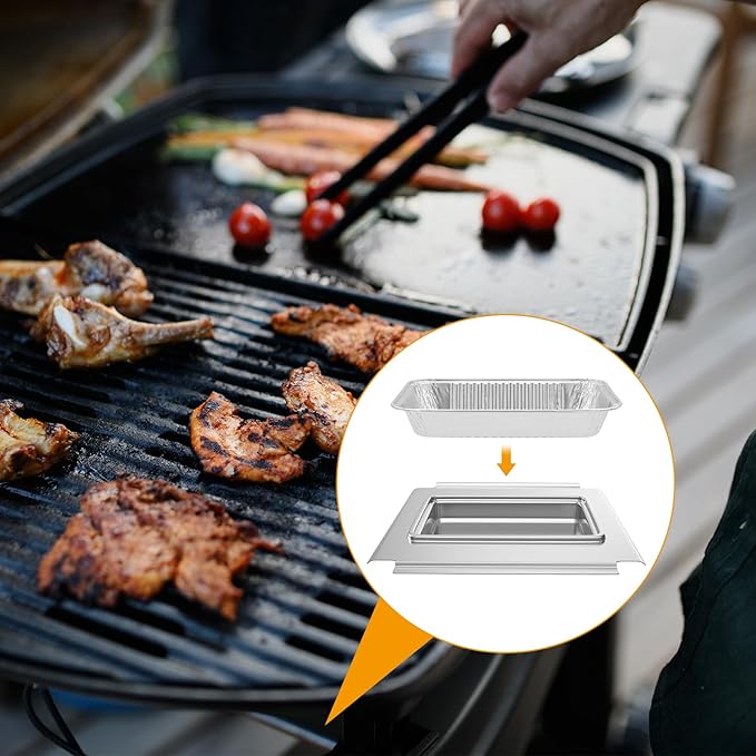 SafBbcue 80580 Grease Catch Pan with 12 Pack Drip Pan Liners for Weber Q200 & Q300 Grill,Grease Tray for Weber Q2000 Q2200 Q200 Q220 Q3000 Q3200 Q240 Q300 Q320 Q2400 394001 Grill Replacement Parts