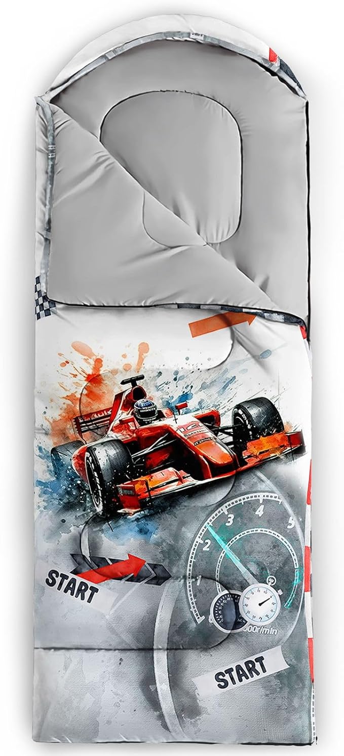 Kids Sleeping Bag for Boys Girls,Checkerboard Cat Print-Lightweight Warm Portable Outdoor Indoor-Waterproof Cold Weather Resistant Sleeping Bag for Camping Hiking