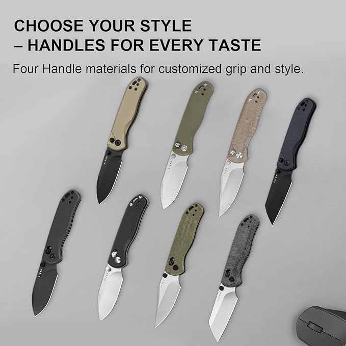Kizer Drop Bear 2 Pocket Knife, 2.85" Nitro-V Clip Point Blade Folding Knife with Green Micarta Handle, Clutch Lock EDC Knives with Jimping on Spine for Men Women V3619.2KC1