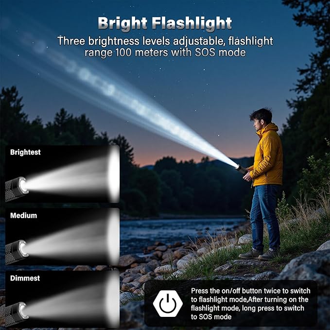 Telescopic Camping Light - 10500mAh Rechargeable Camping Lantern with Storage Bag, Dimmable Magnetic Tent Lamp, Waterproof Camp Light Outdoor Work Emergency Lights for Home Power Outage, Hiking -Black