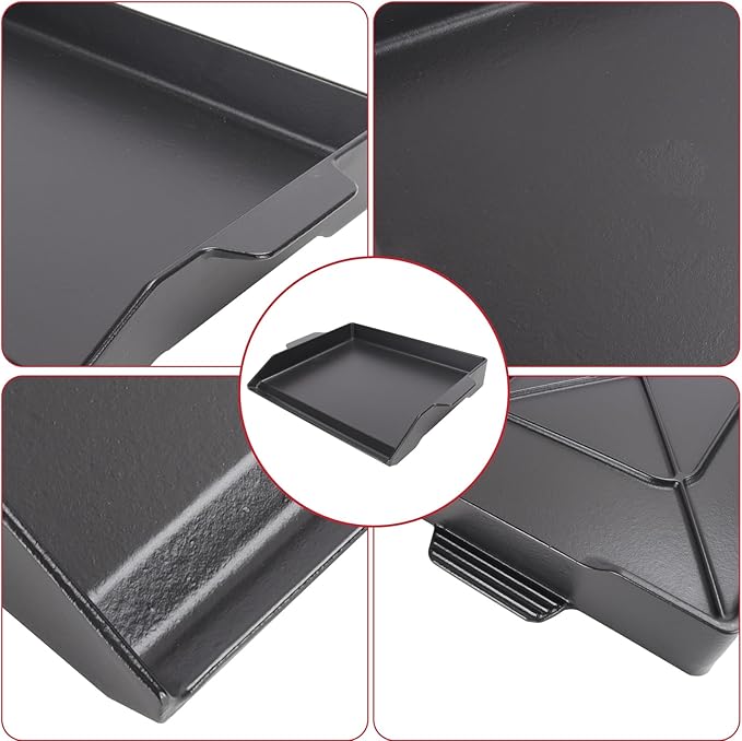 Universal Cast Iron Cooking Griddle for Gas Grill, 18.6" x 14" Nonstick Coating Griddle Flat Top Plate for Charcoal Grill, Stove Oven, Electric with Knife and Spatula Set