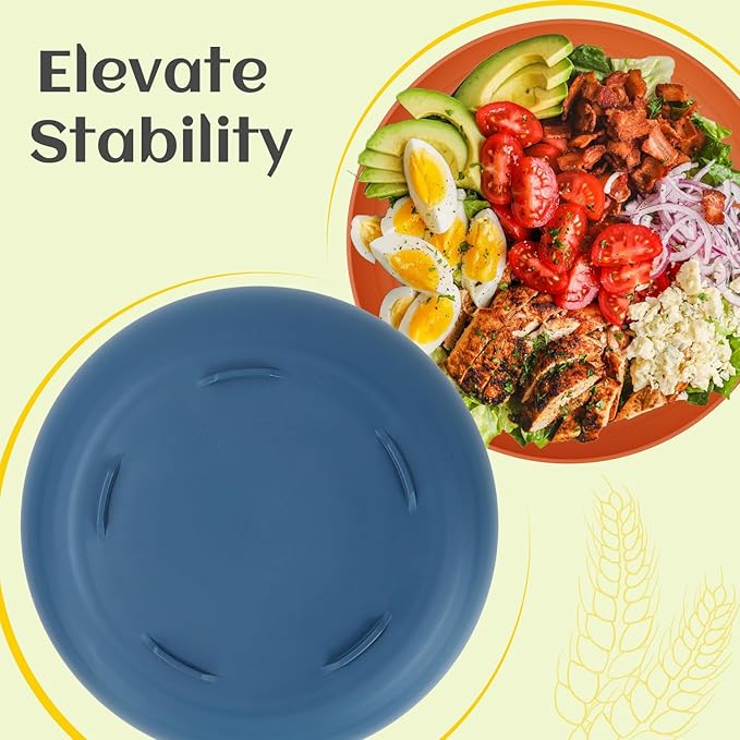 Homienly Deep Dinner Plates Set of 8 Alternative for Plastic Plates Microwave and Dishwasher Safe Wheat Straw Plates for Kitchen Unbreakable Salad Plate with 4 Colors (Colorful, 11 inch)