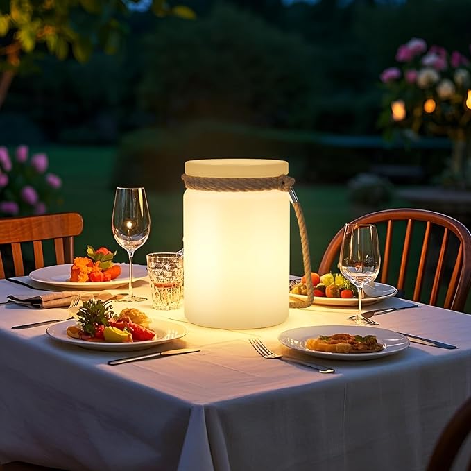 uuffoo LED Lamp Outdoor Lantern Table Lamp Cordless IP44 RGB and Warm White Dimmable for Patio Camping Restaurant Home