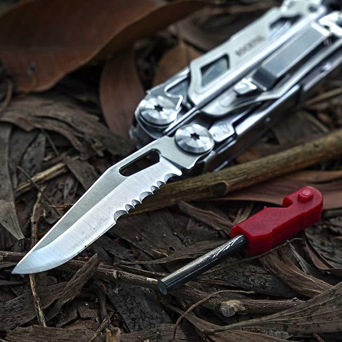 Multitool, 22-in-1 Multi-tool Pliers with Fire Starter, Emergency Whistle, Glass Breaker, Safety Locking and Nylon Sheath for Survival, Camping, multitool for men
