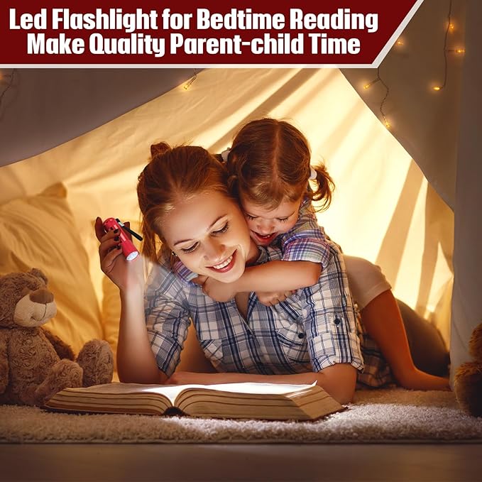 VIHOSE 48 Pcs Mini Flashlights Bulk, Bright Aluminum Handheld Flash Light with Lanyard, Small LED Flashlights for Kids Night Reading Emergency Hurricane Camping Hiking Party Favors(Red)
