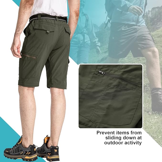 Mens Hiking Pants Convertible Lightweight Quick Dry Zip Off Fishing Safari Camping Travel boy Scout Pants