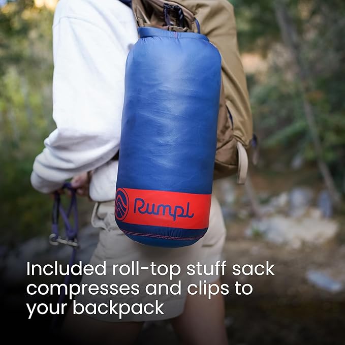 Rumpl Original Puffy Blanket - Warm, Water-Resistant Camping Blanket with 100% Recycled Synthetic Insulation, 52"x75", Original Puffy V2, Valley Dusk
