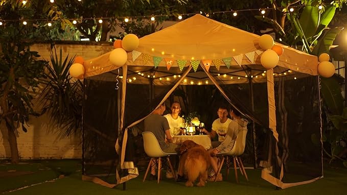 Pop up Screened Canopy Tent with Mosquito Netting, Portable Easy up Outdoor Screen House Shelter Fully Sealed for Patio, Camping and Picnic, Includes Wheeled Carry Bag (Tan, 13'x13')