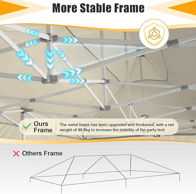 HOTEEL Tents for Parties 10x30 Pop Up Canopy Tent Heavy Duty with 8 Sidewalls, Commercial Party Tent Event Wedding Instant Canopy Waterproof with Carry Bag, UV 50+, Thicked Hexagonal Legs, Khaki