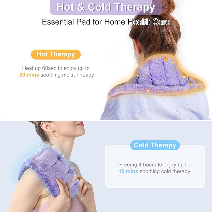 SuzziPad Microwave Heating Pad for Discomfort Reducing, 7x16 Microwavable Heated Pads, Muscle Ache, Soothing Fatigue for Neck and Shoulder, Bean Bag Moist Heat Pack, Warm Compress, 1.74lb, Purple