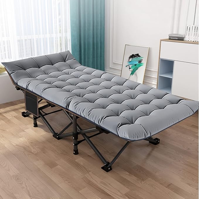 Slsy Oversized XXL Folding Camping Cot for Adults with Pad, Padded Portable Sleeping Cots, Camp Bed with Carry Bag for Outdoor Travel, Beach, Hiking