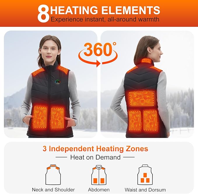 Heated Vest Women with Battery Pack Included, Smart Controller, Lightweight Electric Heating Jacket, Light Out Design