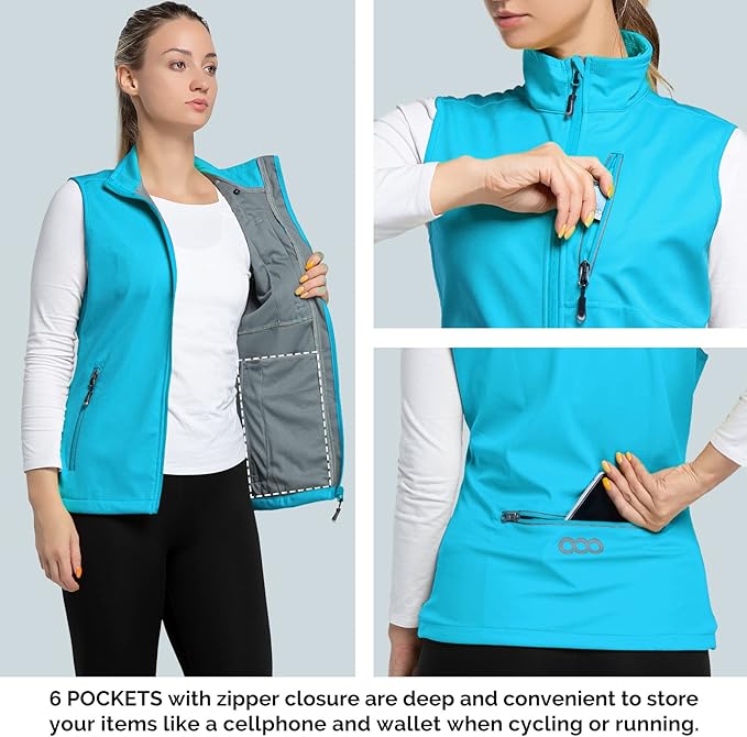 33,000ft Women's Lightweight Running Vest Outerwear with Pockets, Windproof Sleeveless Jacket for Golf Hiking Travel