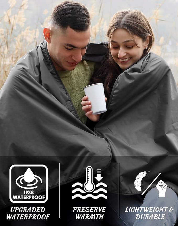 DUKUSEEK Hooded Stadium Blanket, Waterproof Windproof Outdoor Fleece Blanket - Large (79x56), Portable, Wearable, Warm for Outdoor Camping, Picnic, Stadium, Sports, Beach, Concerts, Car, Dogsβ¦