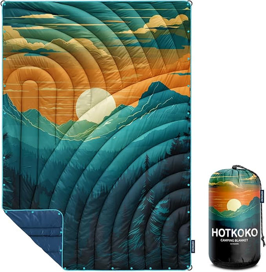 Camping Blanket,Puffy Printed Camp Blankets Lightweight Packable for Outdoor Camping,Traveling, Stadium, Hiking, Picnics