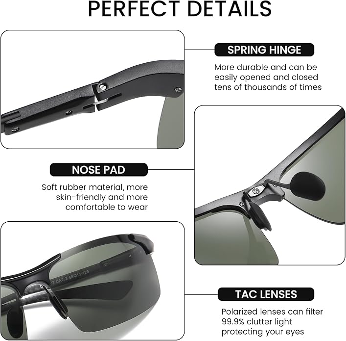 DUCO Mens Sunglasses Polarized Sports Fishing Running Driving Carbon Fiber Sunglasses for Men UV400 Protection DC8277