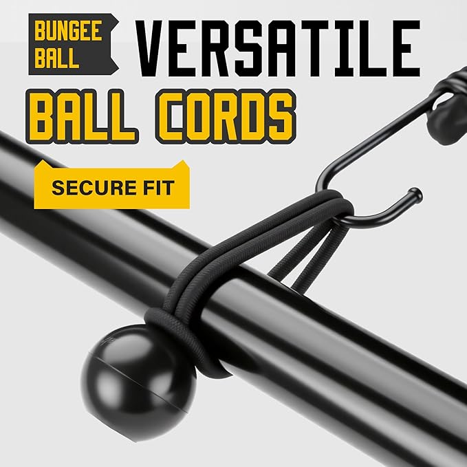 Bungee Cords with Hooks, Upgrade 30pcs Assortment Heavy Duty Outdoor with 24'' 32'' 48'' Adjustable Bungee Cords, 10'' J Hooks Cord, 6" Canopy Tarp Ball Ties and Tarp Clips Drawstring Organizer Bag