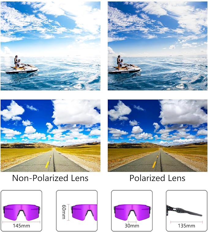 OULAIQI Cycling Sunglasses Polarized Sunglasses for Cycling Men Women with 1 Lens or 3 Interchangeable Lens Baseball Glasses