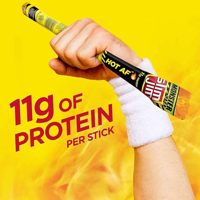 Slim Jim Monster Smoked Meat Sticks, Hot AF Flavor, High Protein, 1.94 oz. (18 Count)