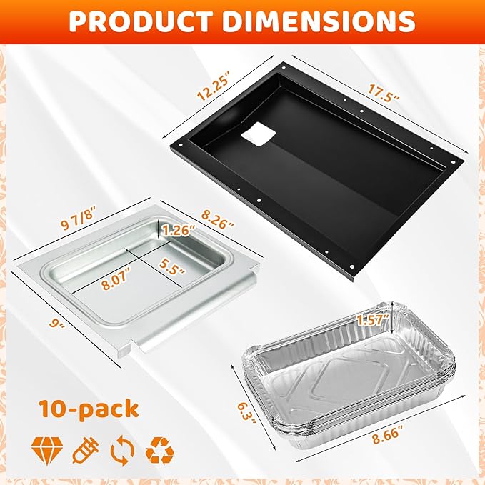 Uniflasy 69804 Grease Tray with 67047 Catch Pan for Weber Spirit 300 Series Gas Grills,Spirit E310 E320 E330 S310 S320 S330 Grills,Drip Tray with 10 Pack Aluminum Foil Liner,Replace Weber 69804 67047