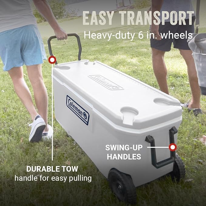 Coleman Marine Cooler with Fully Insulated UV Guard Lid & Body, Keeps Ice for 3+ Days, Great for Boating & Fishing, 52qt/100qt Wheeled/120qt Options