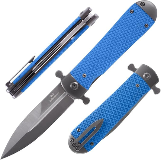 GANZO Firebird Adimanti Samson-BL Folding Pocket Knife Razor Sharp D2 Steel Blade Ergonomic G10 Anti-Slip Handle with Clip Hunting Fishing Camping Gear Outdoor Flipper EDC Pocket Knife (Blue)