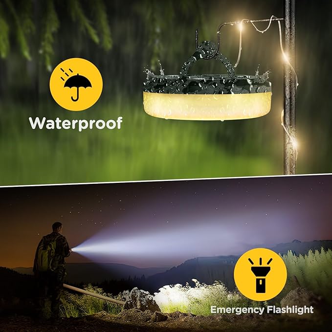 OGERY 3-Pack Camping String Lights, 2 in 1 Quick Storage 32.8FT Rechargeable Tent Lights String with 8 Lighting Modes, Hanging Waterproof Portable LED Lamp for Christmas Decor Party Bedroom Yard