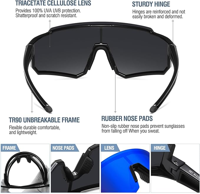 DUCO Polarized Sports Sunglasses for Men Women UV400 Protection Baseball Cycling Running Fishing Sunglasses DC0068