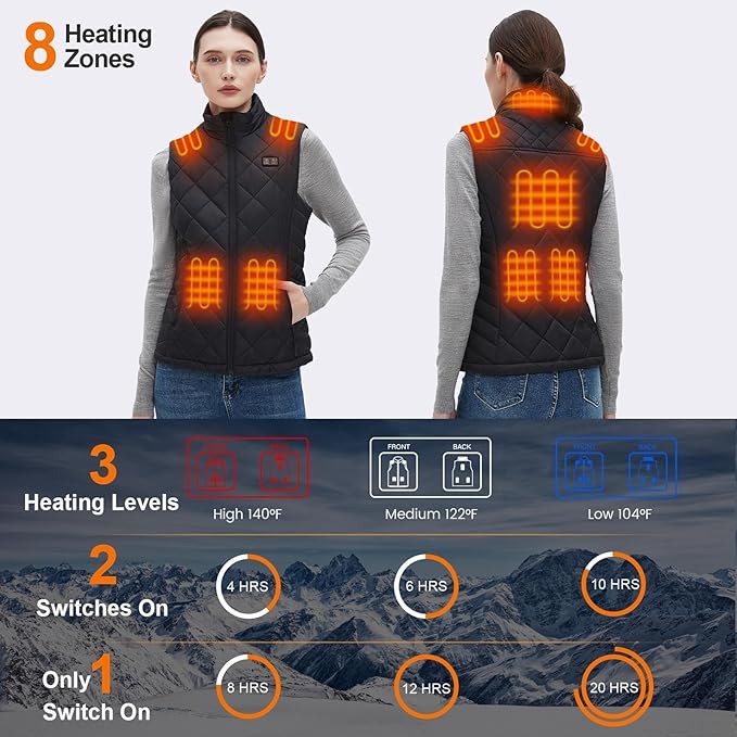 Glaais Heated Vest Women with Battery Pack 16000mAh 7.4V, Women's Warming Electric Heated Vest