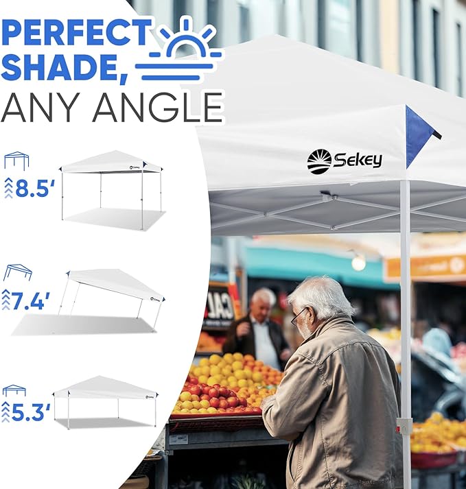 Sekey 10x10 Pop Up Canopy with One Push Setup-Easy Up Canopy with 99% UV Blocking - Instant Outdoor Sun Shade for Events, Parties, Camping- Commercial Gazebo with Weight Bags,Wind Proof&Waterproof