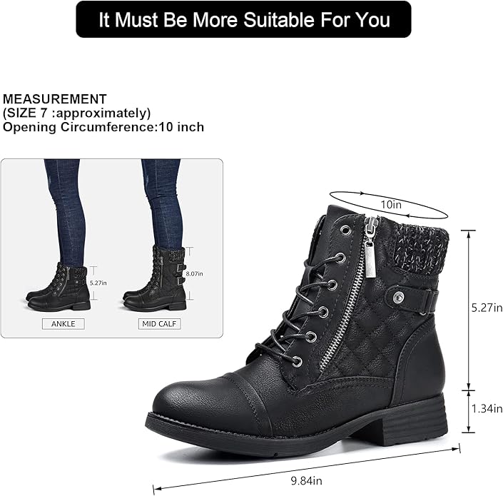 STQ Women's Combat Boots Lace up Ankle Booties