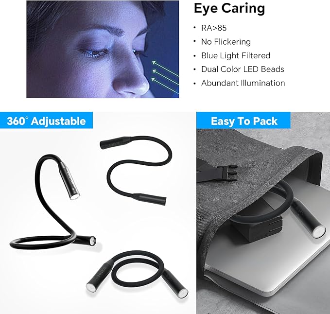 Rechargeable Neck Light for Hands-Free Lighting-Perfect Light for Mechanics, Camping, Hunting, DIY Projects, Reading,Barbecuing