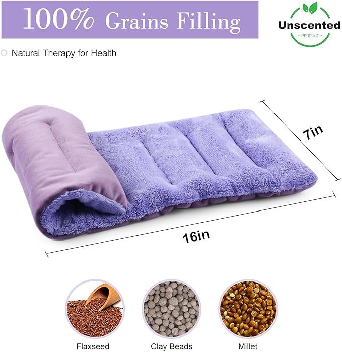 SuzziPad Microwave Heating Pad for Discomfort Reducing, 7x16 Microwavable Heated Pads, Muscle Ache, Soothing Fatigue for Neck and Shoulder, Bean Bag Moist Heat Pack, Warm Compress, 1.74lb, Purple
