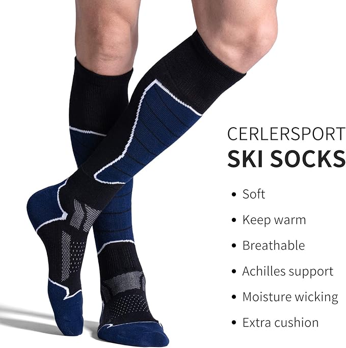CS CELERSPORT 2/3/4 Pack Ski Socks for Men and Women Skiing, Snowboarding, Winter Performance Socks