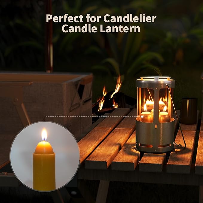 15-Hour Natural Beeswax Candles Compatible with Candle Lanterns - Smokeless Clean Long Lasting Burning for Outdoor, Camping, Emergency, Survival Emergency Preparedness- 10Pack
