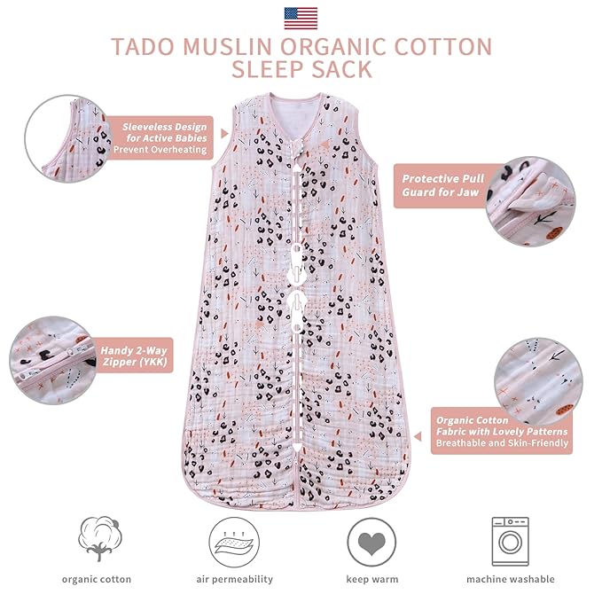 Baby Sleep Sack 12-24 Months Wearable Blanket for Babies 100% Organic Cotton 2-Way Zipper YKK 0.5 TOG Toddler Sleeping Sacks 1-2 T Bunny