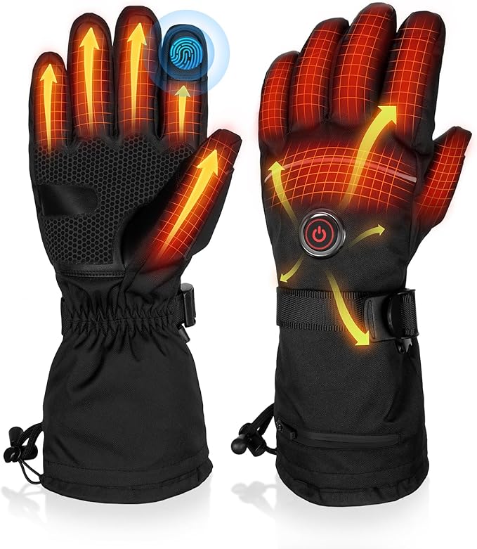 Heated Gloves, 5V 6000mAh Rechargeable Heated Gloves for Men Women, Waterproof & Upgrade Non-Slip Electric Heating Glove for Motorcycling, Hunting, Skiing, Outdoor Work