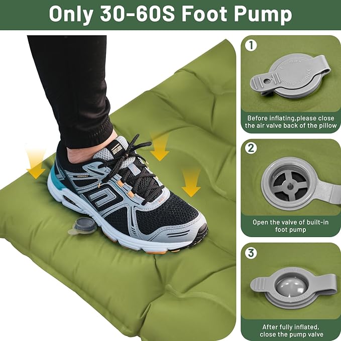 Sleeping Pad for Camping, 6" Extra Thick Camping Sleeping Pad with Pillows & Built-in Foot Pump, Ultralight Inflatable Sleeping Pads Compact for Travel Tent Hiking Camping Backpacking Car Camp Gear