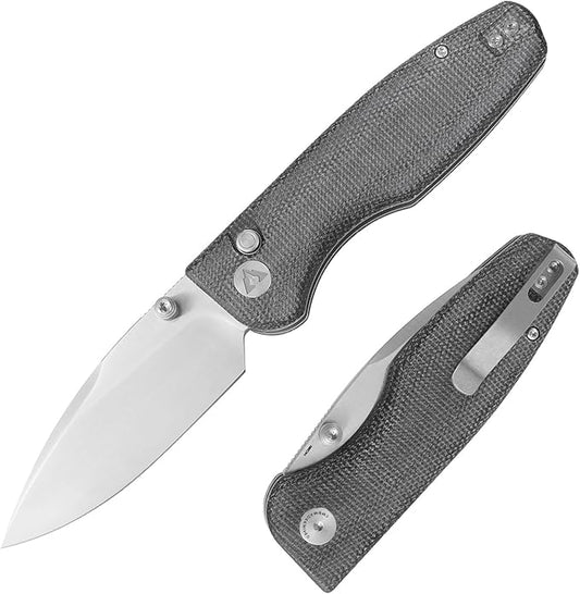 CMB Predator V3 Pocket Folding Knife for EDC with 3.42" Micarta Handle 14C28N Steel Blade Camping Hiking Knife with Pocket Clip for Men Women CMB-19 (CMB-19C)