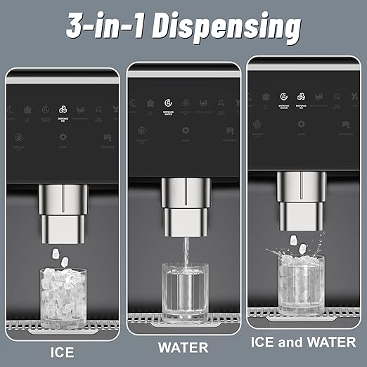 Nugget Ice Maker Countertop, Ice/Water/Ice & Water Optional, 90Lbs/24H Pellet Crushed Chewable Ice Machine Stainless Steels with Self-Cleaning for Home Office Kitchen Party RV