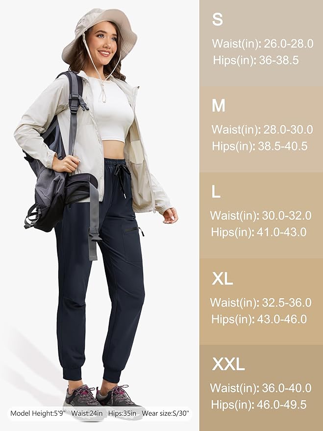 Womens Tall Hiking Pants 30/32/34 Inseam Lightweight Joggers Quick Dry 4 Pockets Travel Athletic Cargo UPF50+