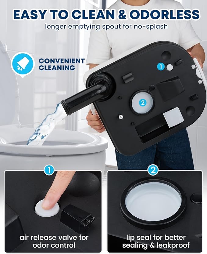 Kohree 6.34 Gal Portable Toilet for Adults: Large Camping Toilet with Detachable Waste Tank - Odorless Leak-Proof Boat Porta Potty with Paper & Detergent Collection for Home Use, Camper, RV Travel
